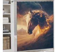 POLIUAWS Horse in A Desert Storm Washable Waterproof Cloth Fabric Shower Curtain with Hooks for Bathroom for Shower Bath Curtain Wet Room 69.69x70.87Inch（177x180cm）