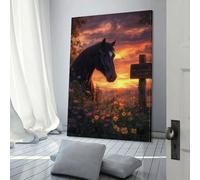 POLIUAWS Horse in Sunset Meadow Funny Bathroom Wall Art Cute Room Decor Ready to Hang Modern Art Prints 12x18inch(30x45cm)