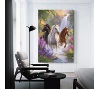 POLIUAWS Horses in Motion Nature's Grace Artwork for Living Room Animals Grey Wall Art Home Office Kitchen Gallery Corridor Bathroom Wall Decor Ready To Hang 16x24inch(40x60cm)
