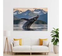 POLIUAWS Humpback Whale Breaching in Alaska DoRiMi Living Room Pictures for Walls For Teens Game Boys Room Wall Decor Large Abstract Canvas Wall Art 08x12inch(20x30cm)