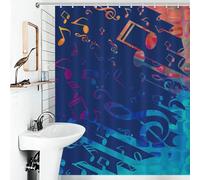 POLIUAWS I Love Musical Notes #1 Bath Shower Curtains Mildew with Hooks Waterproof Fabric Bathroom Curtains Modern Art for Toile Bathroom Dorm 56.30x70.87Inch（143x180cm）