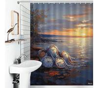 POLIUAWS Impressionist Inspired Persistence of Memory 100% Polyester Fabric Washable Decor Bath Curtains for Shower Bath Curtain Wet Room 53.54x70.87Inch（136x180cm）