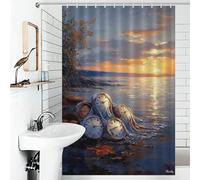 POLIUAWS Impressionist Inspired Persistence of Memory Shower Curtains Mould Proof 100% Polyester Fabric Washable Bath Curtains for Shower for Shower Bath Curtain Wet Room 46.85x70.87Inch（119x180cm）
