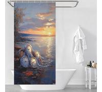 POLIUAWS Impressionist Inspired Persistence of Memory Washable Waterproof Cloth Fabric Soft Fabric Hotel Shower Curtain for Bathroom with Hooks 35.43x70.87Inch（90x180cm）