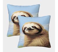 POLIUAWS Inspirational Sloth Pixel King Pillow Cases for Sofa/Couch Living Room Xmas Decorative 2 Pillow Cases 50x50cm