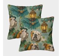 POLIUAWS Irish Bulldog Lantern Scene Pillowcases 50x50cm Easy Care Bedroom Pillow Covers Soft Quality Envelope Closure