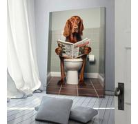 POLIUAWS Irish Setter on The Toilet Pictures for Living Room Street Paintings Canvas Colorful Pop Wall Art Modern Artwork Home Decor Stretched Ready to Hang 24x36inch(60x90cm)