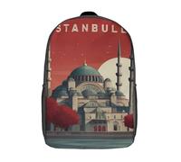 POLIUAWS Istanbul Kids School Backpack 3D Printed Backpacks Fashion School Bag Rucksacks for Boys Elementary And Middle School Students 17inch