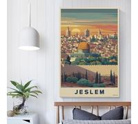 POLIUAWS Jerusalem Sunset View Modern Wall Art Home Office Kitchen Gallery Corridor Bathroom Wall Decor Ready To Hang 16x24inch(40x60cm) Home Decoration Living Room