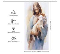 POLIUAWS Jesus Christ - The Good Shepherd Thicken Durable Polyester Modern Fabric Bathroom Decor Set for Bathtub Shower Stall 35.43x70.87Inch（90x180cm）