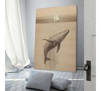 POLIUAWS Jonah And The Whale A Journey of Redemption Wall Art Print Canvas Painting Pictures Meditation Spirit Yoga Room Bathroom Decor Birthday Party Decor 12x18inch(30x45cm)