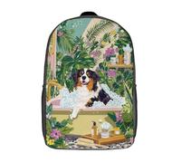 POLIUAWS Jungle Spa Dog Bath Time School Bag 3D Printed Backpacks Fashion Kids School Backpack Boys Rucksacks for Boys Elementary And Middle School Students 17inch