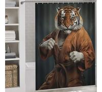 POLIUAWS Karate Tiger Waterproof Polyester Fabric Shower Curtain for Bathroom for Bathtub Shower Stall 64.17x70.87Inch（163x180cm）