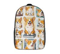 POLIUAWS Kids Backpacks Corgi Expressions A Whimsical Collection Backpack 3D Printed School Bag Fashion Bag Travel Backpacks School Bags for in School Or Travel 17inch