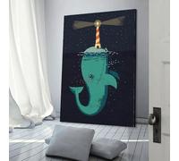 POLIUAWS King Of The Narwhals Wall Pictures Living Room For Teens Game Boys Room Wall Decor Modern Wall Art 24x36inch(60x90cm)