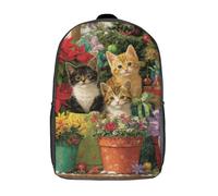 POLIUAWS Kittens by The Christmas Tree Backpacks Kids School Backpack School Bag 3D Printed School Bag for Boys Elementary And Middle School Students 17inch