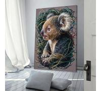 POLIUAWS Koala in Green And Gold Canvas Poster for Kids Bedroom Room School Classroom Wall Art Decor 20x30inch(50x75cm)
