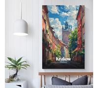 POLIUAWS Krakow, Poland Street View Funny Bathroom Wall Art for Boys Room Girls Room Wall Canvas 24x36inch(60x90cm)