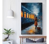 POLIUAWS Last Train - A Pause Before The Goodbye Poster Artworks Canvas Room Aesthetic Wall Art Prints Home Picture Painting Modern Decor 16x24inch(40x60cm)