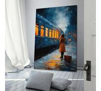 POLIUAWS Last Train - A Pause Before The Goodbye Poster Wall Decoration Nordic Retro Poster Modern Home Decor Art Canvas Prints Birthday Gifts Women 16x24inch(40x60cm)