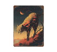 POLIUAWS Leopard Cheetah Jaguars Metal Wall Plaque Vintage Man Cave Wall Decor for Men Garages 15.7"x11.8"