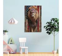 POLIUAWS Lion of Liberty Picture Canvas Home Office Kitchen Gallery Corridor Bathroom Wall Decor Ready To Hang 16x24inch(40x60cm) Canvas Artwork for Wall