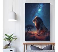 POLIUAWS Lion Under The Milky Way Poster Canvas Painting Wall Art Nordic Prints For Home Decor Picture Gifts Women Men 16x24inch(40x60cm)