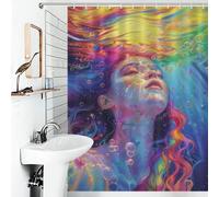 POLIUAWS Liquid Dreams Washable Waterproof Cloth Fabric Modern Fabric Bathroom Decor Set for Shower Bath Curtain Wet Room 53.54x70.87Inch（136x180cm）
