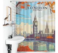POLIUAWS London Big Ben Travel Bath Shower Curtains Mildew Quick Drying Proof Resistant Modern Fabric Bathroom Decor Set for Home Bathroom Toile Hotel Decor 56.30x70.87Inch（143x180cm）