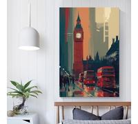 POLIUAWS London Buses at Dusk Home Decoration Living Room for Home Walls Canvas Art 12x18inch(30x45cm)