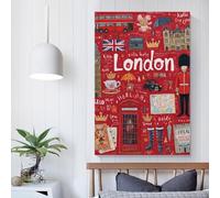 POLIUAWS London Icons -3 Bedroom Wall Art Cute Room Decor Ready to Hang Picture for Wall 08x12inch(20x30cm)