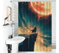 POLIUAWS Lone Figure Under A Fiery Sky Bath Shower Curtains Mildew Thicken Durable Polyester Hilarious Bath Curtain for Bathroom Wet Room 46.85x70.87Inch（119x180cm）