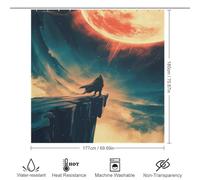 POLIUAWS Lone Figure Under A Fiery Sky with Hooks Waterproof Fabric Decor Bath Curtains for Bathroom Wet Room 69.69x70.87Inch（177x180cm）