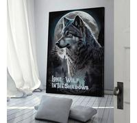 POLIUAWS Lone Wolf in The Shadows Wall Canvas Art for Bedroom for Teens Girl Women Living Room Decoration Canvas Art 16x24inch(40x60cm)