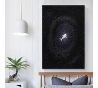 POLIUAWS Lonely Whale in The Cosmos Canvas Wall Art Wall Decor Painting Poster for Office Home Wall Decor Colorful Modern Artwork Stretched Easy to Hang 24x36inch(60x90cm)