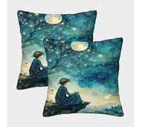 POLIUAWS Lonesome Pillow Case Covers, Pillow Case Set of 2 Throw Pillow With Envelope Closure Covers Polyester 40x40cm