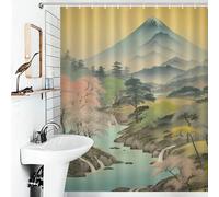 POLIUAWS Lost in The Mountains Bath Shower Curtains Mildew Quick Drying Proof Resistant Modern Fabric Bathroom Decor Set for Home Bathroom Toile Hotel Decor 56.30x70.87Inch（143x180cm）