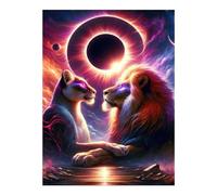 POLIUAWS Love at The Eclipse Diamond Painting 5D DIY Crystal Art with Diamonds Gem Art Diamond Art Kits Adults for Leisure Time 12"x16"