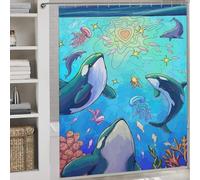 POLIUAWS Love Underwater Shower Curtain Waterproof Mould 100% Polyester Fabric Washable Bathroom Decor Curtains for Bathroom Wet Room 69.69x70.87Inch（177x180cm）