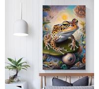 POLIUAWS Luminous Leopard Frog Art Retro Illustration Poster Canvas Poster Wall Art Decor Living Room Bedroom Decoration Posters 24x36inch(60x90cm)