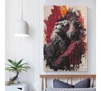 POLIUAWS Majestic Lion Contemporary Expressionist Portrait Custom Canvas Wall Art, Custom Canvas Prints Personalized Canvas Picture for Family Pet Wedding Friends Holiday Birthday 12x18inch(30x45cm)
