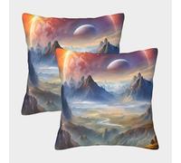 POLIUAWS Martian Field Square Pillows for Outdoor Sofa And Couch Silky Soft Pillow Case 2 Pack 45x45cm