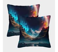 POLIUAWS Martian Landscape Throw Pillows Tent Square Decorative Pillows Cases 2 Pack 50x50cm