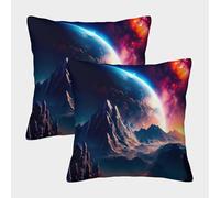 POLIUAWS Martian Mountains Slip Silk Pillowcase for Wedding Square Extra Large Queen Size Pillow Cases 40x40cm