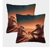 POLIUAWS Martian Space Bar Throw Pillow Covers Home &Hotel Square Extra Large Pillow Covers Pack of 2 50x50cm
