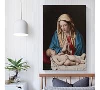 POLIUAWS Mary Worshiping The Child Poster Decorative Canvas Posters Wall Art Room Decor Modern Aesthetic Poster Supplies Home Decoration 24x36inch(60x90cm)