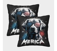 POLIUAWS Merica Pup Print Pillow Case - 2 Pack Pillowcase for Mother With Envelope Closure 50x50cm
