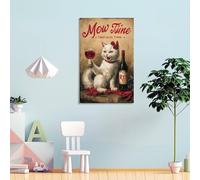 POLIUAWS Mew Wine Time Custom Canvas Prints for Rustic Bath Decor Artwork 20x30inch(50x75cm)