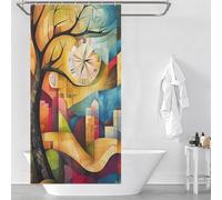 POLIUAWS Modern Cubist Vision of The Persistence of Memory Fabric Polyester Bathroom Curtains Modern Art for Bathroom with Hooks 35.43x70.87Inch（90x180cm）