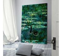 POLIUAWS Monet Waterlilies Cat Poster Vintage Art Cover Room Decor Aesthetic Bedroom Decor Canvas Posters For Bedroom 24x36inch(60x90cm)